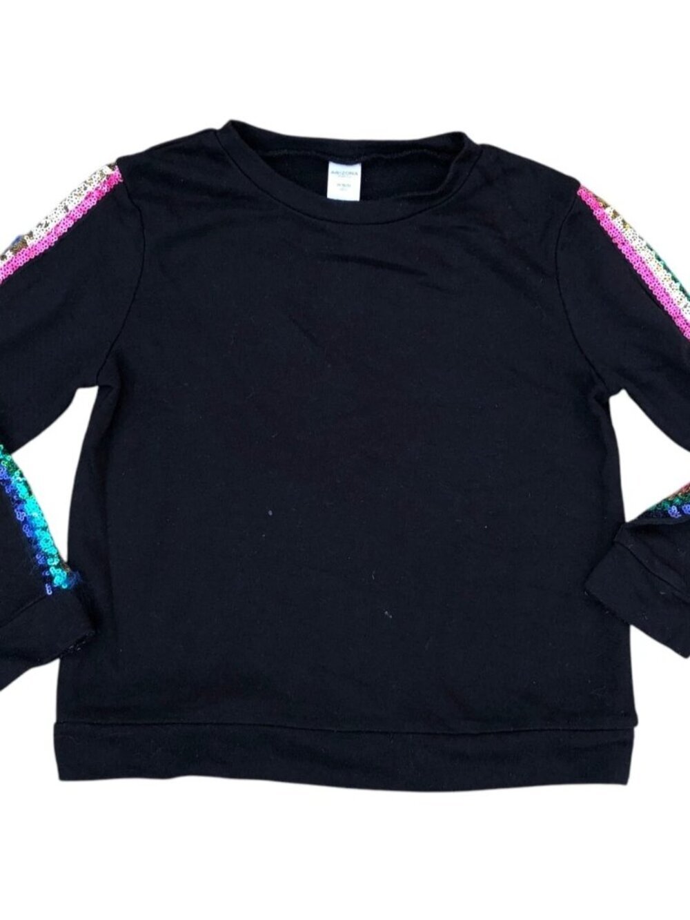 ARIZONA JEAN COMPANY Sweater Juniors Girls MED 10/12 Rainbow Sequins Black Top​
